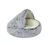 ESHDGFYB Cat Bed Pet Mattress Warm Soft Plush Pet Bed with Cover Round Cat Dog Sleeping Nest Cave for Small Dogs kitten(Grey)