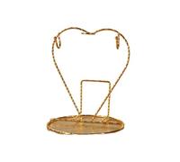 ESHDGFYB Countertop Cup Rack with 6 Hooks for Cup Trees, Metal Cup Holder with Storage Base. Sprayed Iron Coffee Cup Holder for 2 Saucers and 2 Cups(Golden)