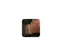 ESHIONER Armband Herren Silber Titan Edelstahl Panzerkette Kubanisches Armband Link Kette Silber 0,2 Zoll Breite 7Zoll Armband Schmuck Geschenk für Herren Männer Freund Sohn