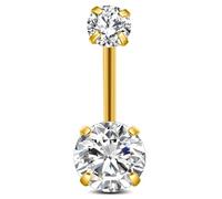 ESHIONER G23 Titanium Belly Button Bars Piercing Silver Belly Bar Crystal Internally Small Short Long Navel Piercing Jewelry for Women 14G 10MM