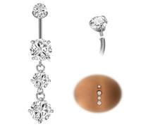 ESHIONER G23 Titanium Belly Button Bars Piercing Silver Dangle Ball Navel Piercings Jewellery Long Small Short Barbell Hypoallergenic Internally Dangly Belly Bar Piercing 14G 12MM