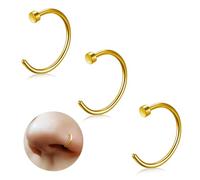 ESHIONER G23 Titanium Fake Nose Ring Septum Piercing Set False Lip Ring Cartilage Rings Thin Small Helix Rings Hypoallergenic C Shape 20G 6MM Gold 3PCS Hoop Clip on Nose Ring