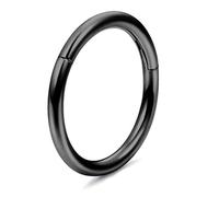 ESHIONER G23 Titanium Hypoallergenic Nose Ring Black Septum Helix Cartilage Conch Hinged Segment Rings Lip Rings Piercing Jewellery 14G 16G Thickness 8MM Nose Hoop 1 Piece