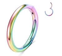 ESHIONER G23 Titanium Hypoallergenic Nose Ring Colorful Septum Helix Cartilage Conch Hinged Segment Rings Lip Rings Piercing Jewellery 14G 16G Thickness 10MM Nose Hoop 1 Piece