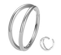 ESHIONER G23 Titanium Hypoallergenic Nose Ring Silver Septum Helix Cartilage Conch Hinged Segment Rings Lip Rings Piercing Jewellery 14G 16G Thickness 10MM Nose Hoop 1 Piece