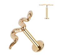 ESHIONER G23 Titanium Piercing Jewelry for Tragus Helix Conch Labret Lip Bar Stud Cartilage Earring Hypoallergenic Gold Internally Threaded Flat Back Snake Ear Piercing 16g 6mm