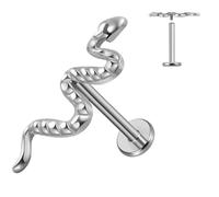 ESHIONER G23 Titanium Piercing Jewelry for Tragus Helix Conch Labret Lip Bar Stud Cartilage Earring Hypoallergenic Silver Internally Threaded Flat Back Snake Ear Piercing 16g 10mm
