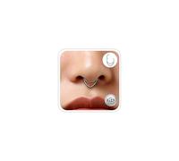 ESHIONER G23 Titanium Septum Nose Rings for Women Silver Hypoallergenic Waterdrop Septum Clicker Ring Cute Small Hinged Segment Clicker 10MM 16G Septum Piercing Jewelry