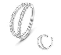 ESHIONER Nose Ring G23 Titanium Hypoallergenic Helix Hoop Conch Piercing Jewellery Cartilage Tragus Septum Clip on Ear Lip Rings Gold Silver Black Thin Nose CZ Hoop 16G 10MM 1 Piece