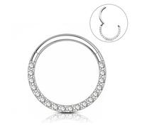 ESHIONER Nose Ring G23 Titanium Hypoallergenic Helix Hoop Conch Piercing Jewellery Cartilage Tragus Diamond Septum Clip on Ear Lip Rings Gold Thin Nose CZ Hoop 16G 8MM 1 Piece