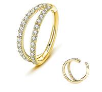 ESHIONER Nose Ring G23 Titanium Hypoallergenic Helix Hoop Conch Piercing Jewellery Cartilage Tragus Septum Clip on Ear Lip Rings Gold Thin Nose CZ Hoop 16G 12MM 1 Piece