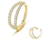 ESHIONER Nose Ring G23 Titanium Hypoallergenic Septum Conch Piercing Jewellery Helix Cartilage Tragus Gold Silver Black Thin Small Nose Hoop CZ Clip on Ear Lip Rings 18G 16G 8MM/10MM/12MM 1 Piece