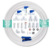 ESHIONG NSF Certified 1/4" O.D. Push to Connect Fittings for RO (Reverse Osmosis) Water Filter（ Fridge Installation Kits）20 pcs+30 feet 1/4" Water tubing.