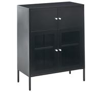 Beliani Glass Display Sideboard ESHOLT Metal 80 cm Black, Black