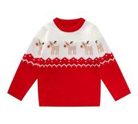 ESHOO Kids Christmas Deer Print Knitwear Sweater Pullover Boys Girls Xmas Jumper (6-7 Years, Deer Red)