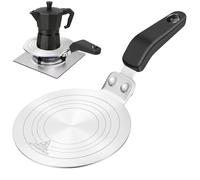 Esilihom 20cm/7.9 inch Induction Hob Converter Plate for Moka Pot | Heat Diffuser Plate with Heat Resistant Handle, Stainless Steel Heat Adapter for Coffee, Cookware, Induction,Gas