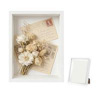 Esilihom 3D Shadow Box Frame deep frame display box White, 22x6.5x27cm | Clear Acrylic Front Panel Removable Protective Films Wall And Tabletop Display For Slim Keepsakes Small Dried Flower Display