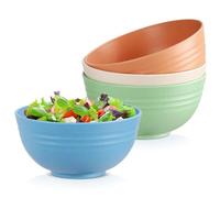 Esilihom 4Pcs Unbreakable Cereal Bowls, 655ml Lightweight Plastic Bowls, Reusable for Breakfast, Party, Picnics, Camping, Soup, Noodles, Dishwasher & Microwave Safe