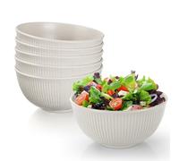 Esilihom 6Pcs Unbreakable Cereal Bowls, 655ml Lightweight Plastic Bowl Set, Reusable for Party, Picnics, Camping, Breakfast, Salad, Pasta, Soup, Noodles, Snack(Beige)