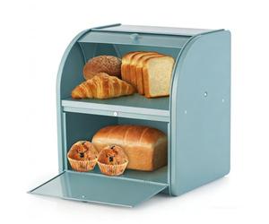 Esilihom Bread Bin, Bread Bins for Kitchen, 2-Layer | Large | Roll Top | 30 x 24.5 x 32.5cm, Green