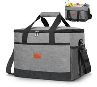 Esilihom Large Cooler Bag 30L, Thermal Insulated Picnic Bag, Lunch Bag Waterproof Cool Bags for Camping, Picnic, BBQ, Travelling and Family Outdoor Activities, Grey
