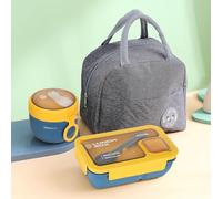 Esilihom Lunch Box Adults, Leakproof Bento Box Set with Lunch Bag, Utensils, Oats Container, for Men Women Student Office School, Food Storage with Fork & Spoon, Blue