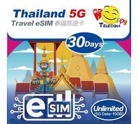 eSim Devices Only | Happy 5G eSim Thailand 30Days Unlimited Data Travel eSim | 15GB of 5G High-Speed Data Then 128kbps | Support iPhone & Android Devices | Easy Activation | No Need Registration