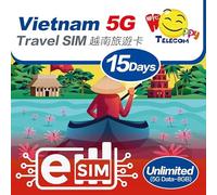 eSim Devices Only | Happy 5G eSim Vietnam 15Days Unlimited Data Travel eSim | 8GB of 5G High-Speed Data Then 128kbps | Support iPhone & Android Devices | Easy Activation | No Need Registration