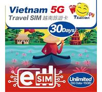 eSim Devices Only | Happy 5G eSim Vietnam 30Days Unlimited Data Travel eSim | 15GB of 5G High-Speed Data Then 128kbps | Support iPhone & Android Devices | Easy Activation | No Need Registration
