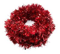 ESINO 6M /19.7ft Red Christmas Chunky Tinsel Garland Metallic Shiny Christmas Tree Garland Tinsel Twist Garlands for Christmas Party,Xmas Tree,Wedding Birthday Party Indoor and Outdoor Decorations