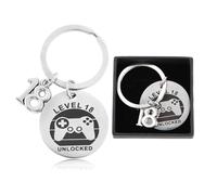 Esitrormi 18th Birthday Gamer Keychain Stainless Steel Level 18 Gift | Stainless steel game pattern key ring, delicate souvenir present for boys 18-year-old birthday milestone