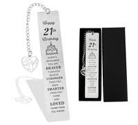 Esitrormi 21st Birthday Inspirational Keepsake, Stainless Steel Bookmark, Heart Charm, Gift Box Included, for Her Him Book Lovers Reading Accessory