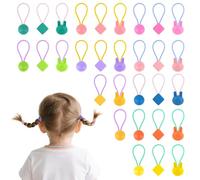 Esitrormi 30 Pcs Toddler Hair Bobbles for Girls, Rabbit/Ball/Cube Pattern Hair Ties & Kids Cute Accessories