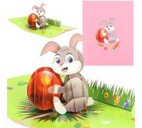 Esitrormi 3D Pop Up Easter Card, Colorful Bunny Egg 3D Scene Greeting Card with Envelope - Blank Message Space for Kids Family Spring Holiday Celebrations