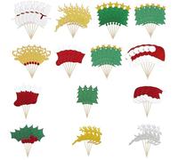 Esitrormi 72 Pack Christmas Cake Toppers Flags, Festive Cake Decorations for Christmas Cakes & Cupcakes