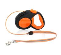 Esitrormi 8m Retractable Dog Lead Fluorescent Orange Reflective Strip | Ergonomic non-slip handle one-touch lock for night walking medium large pet outdoor training use