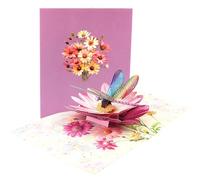 Esitrormi Pop Up Dragonfly & Flower Romantic Card with Envelope for Birthday Anniversary Mother's Day Sympathy Get Well Soon- Gift for Her Him Wife Husband Girlfriend Boyfriend Mum Dad