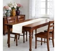 Esitrormi Ramadan Table Runner, Eid Mubarak Premium Fabric Table Decor, White Gold Crescent Moon Star Islamic Runner for Home Mosque Party