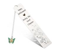 Esitrormi Retirement Engraved Metal Bookmark with Butterfly Pendant Charm