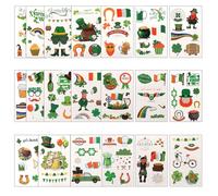 Esitrormi St Patricks Day Temporary Tattoos, 20 Sheet Glitter Shamrock Irish Lucky Tattoo Accessories for Kids Adults Fancy Dress Party Stickers Photo Booth Props