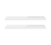 eSituro Floating shelves, Set of 2, Wall shelves, 110cm long, High Gloss White Wooden Wall-mounted Storage shelves, Photo Gallery, for Bedroom/Living Room/Kitchen/Bathroom/Hallway