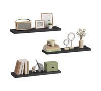 eSituro Floating Shelves, Set of 3 Large Black Wall Shelves,Simple to Install Wooden Shelf for Bedroom,Living Room,Kitchen,Display Storage Rack, Home Office Furniture Each Shelf 80x23x3.8cm