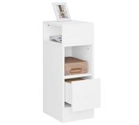eSituro Narrow Bedside Table with 2 Open Compartments and 1 Drawer, White Nightstand 25x30x66 cm, Space Saving Cabinet Night Table for Bedroom Living Room, Wooden, SCD0213