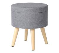 eSituro Ottoman Storage Round Chest Padded Footstool Pouffe Chair Light Grey Bed End Bench Shoe Bench Children Toy Box Stool Milking Stool