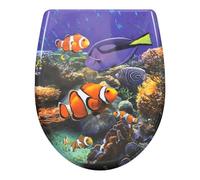 eSituro Toilet Seat, Soft Close O-Shape Loo Seat with Quick Release Function, 360° Adjustable Stainless Steel Hinges, Duroplast Top Mounting Toilet Lid, Clown Fish Printing
