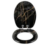 eSituro Toilet Seat, Soft-Close Toilet Lid, with Quick Release Function for Easy Cleaning, Easy Assembly, MDF, Black Granite