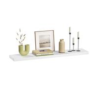 eSituro White Floating Shelf for Living Room Decor, Wooden Wall Shelf for Bedroom Modern, Display Shelves Easy to Install, 110cm Long,