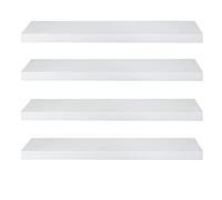 eSituro White Floating Shelves, 60cm Set of 4, Wall Shelves for Living Room Decor, Display Shelf Wall Mounted for Bedroom Modern, Easy to Install