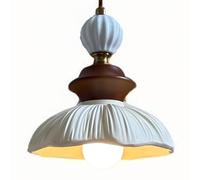 ESIYUVO French Bell Orchid Resin Pendant Light With Walnut Lamp Head 1-Light Milk Glass Pendant Lamp Hanging Light Fixture Height Adjustable Chandelier With Elegant Resin Lampshade For Children's Room