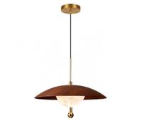 ESIYUVO Modern Pendant Light, Wood Grain Hanging Lamp with Textured Glass Diffuser and Brass Accent Details, Adjustable Rod Ceiling Hanging Fixture for Dining Room, Kitchen Island, Bedroom